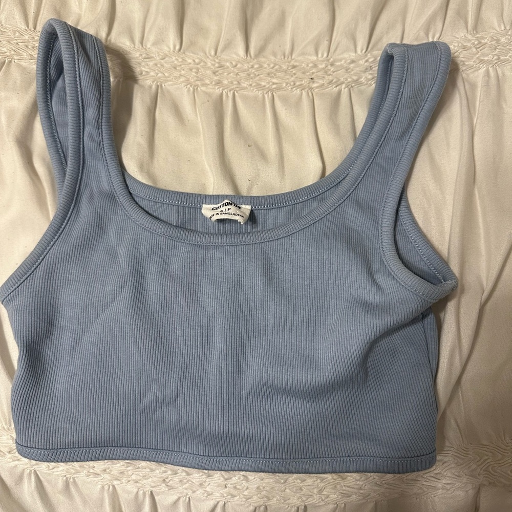 Light blue cropped tank top